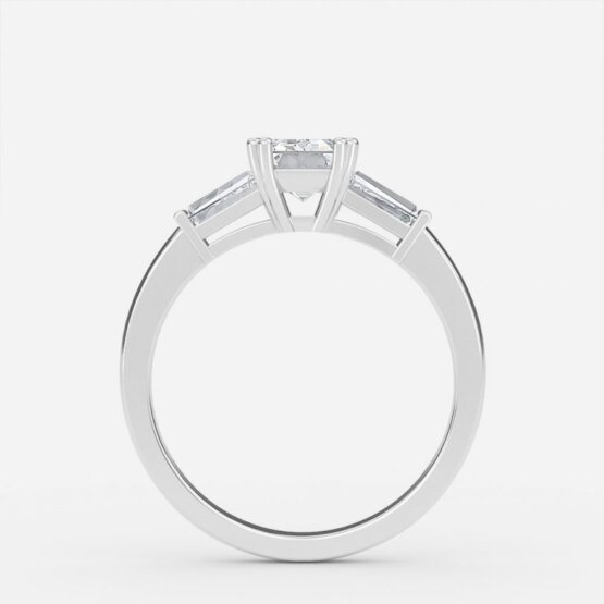 3 stone emerald cut diamond ring