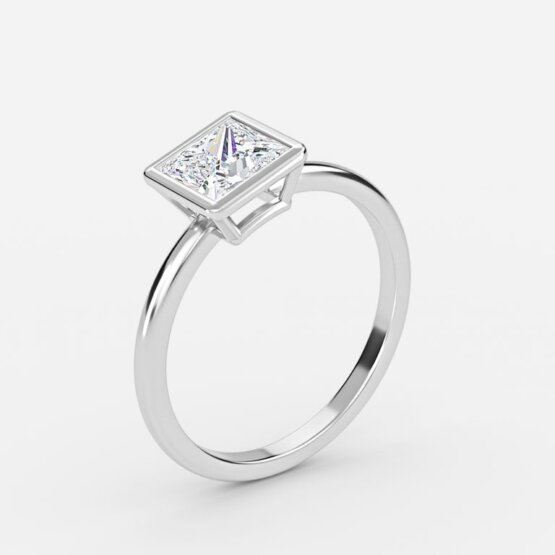 bezel princess cut engagement ring