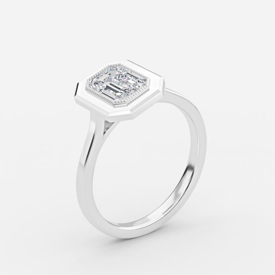 bezel set emerald cut ring