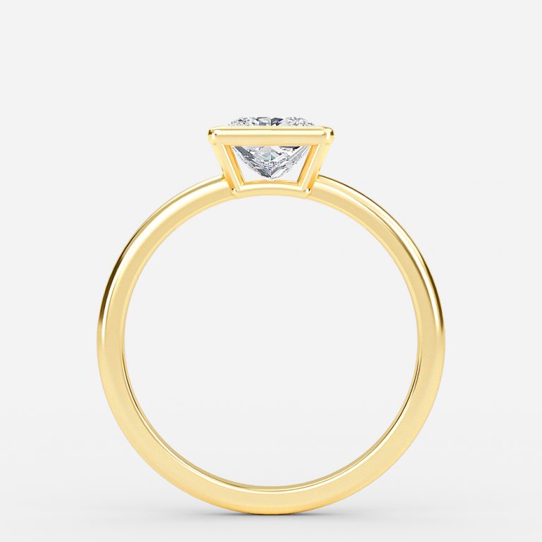 bezel set engagement ring princess cut