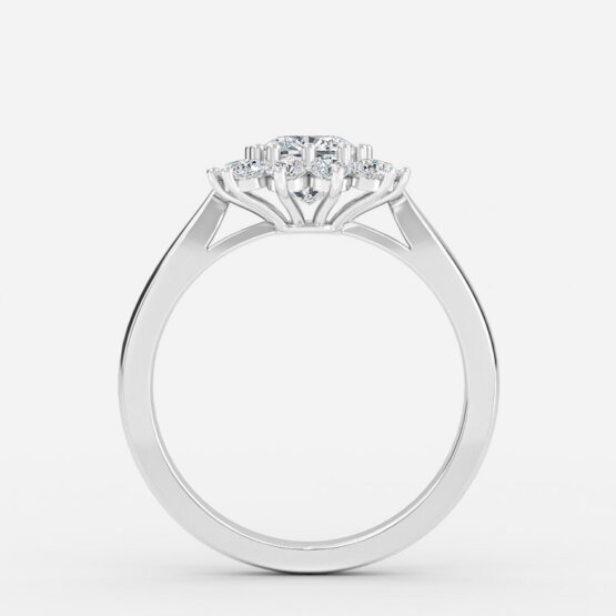 cushion and diamond cluster rings white gold
