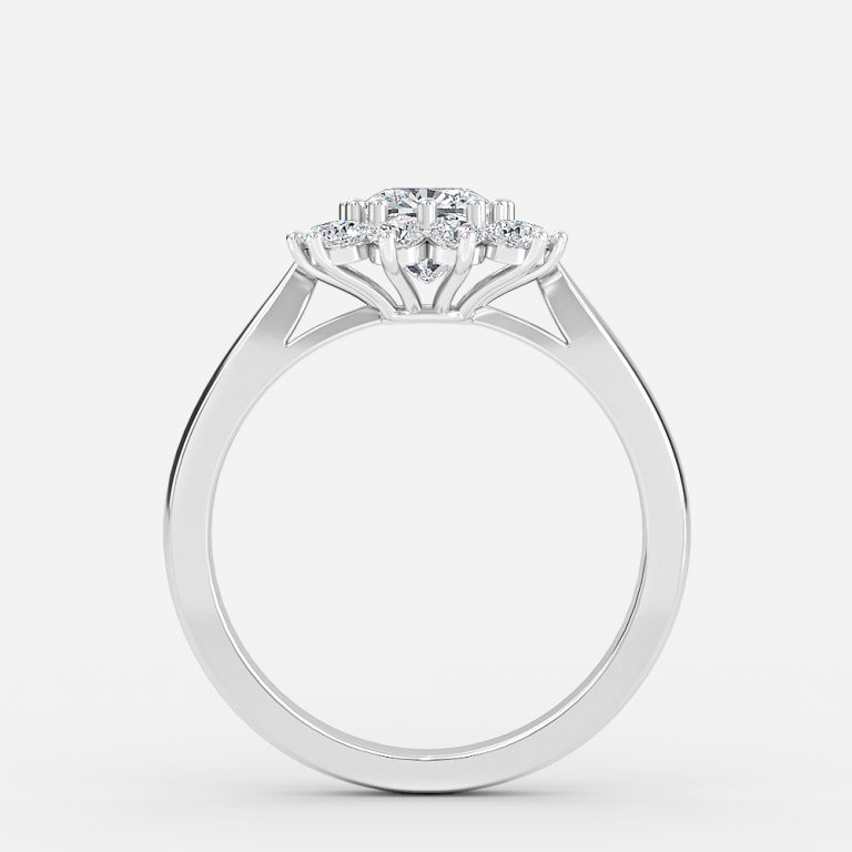 cushion and diamond cluster rings white gold