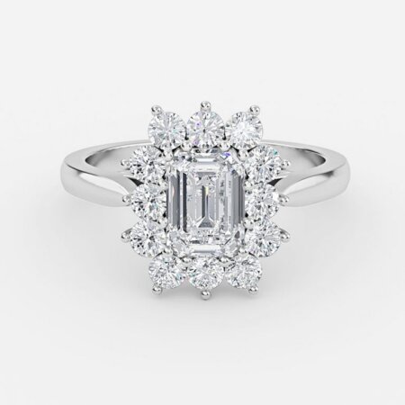 Rohini Emerald Cluster Engagement Ring
