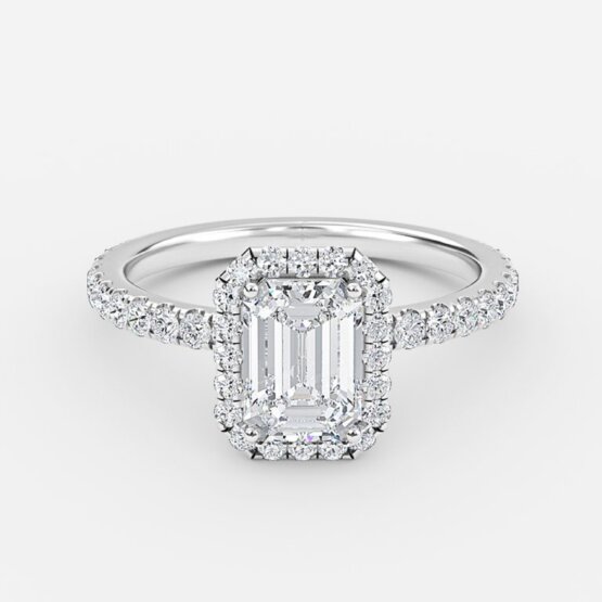 emerald floating halo engagement rings