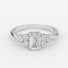 emerald three stone unique engagement ring