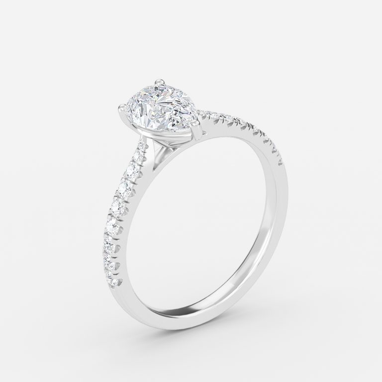 engagement ring gold band pear diamond