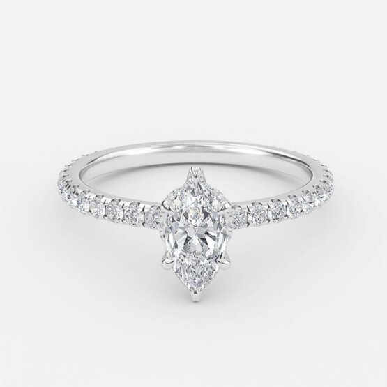 hidden halo engagement ring marquise
