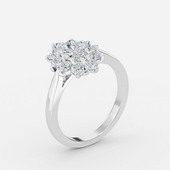 marquise diamond cluster ring white gold
