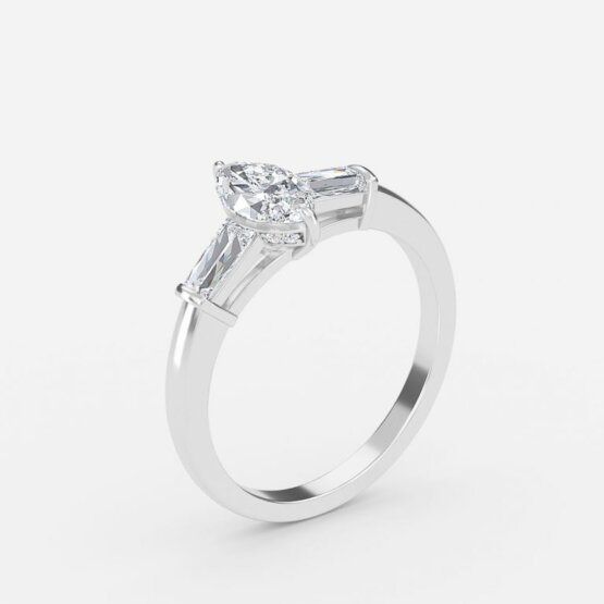 marquise shaped three stone engagement rings