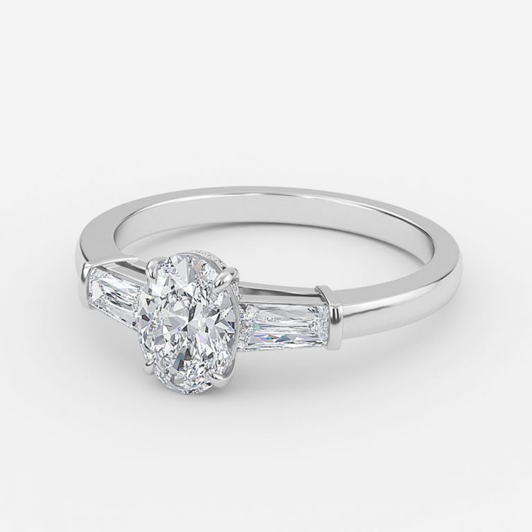 oval three stone engagement ring gold band