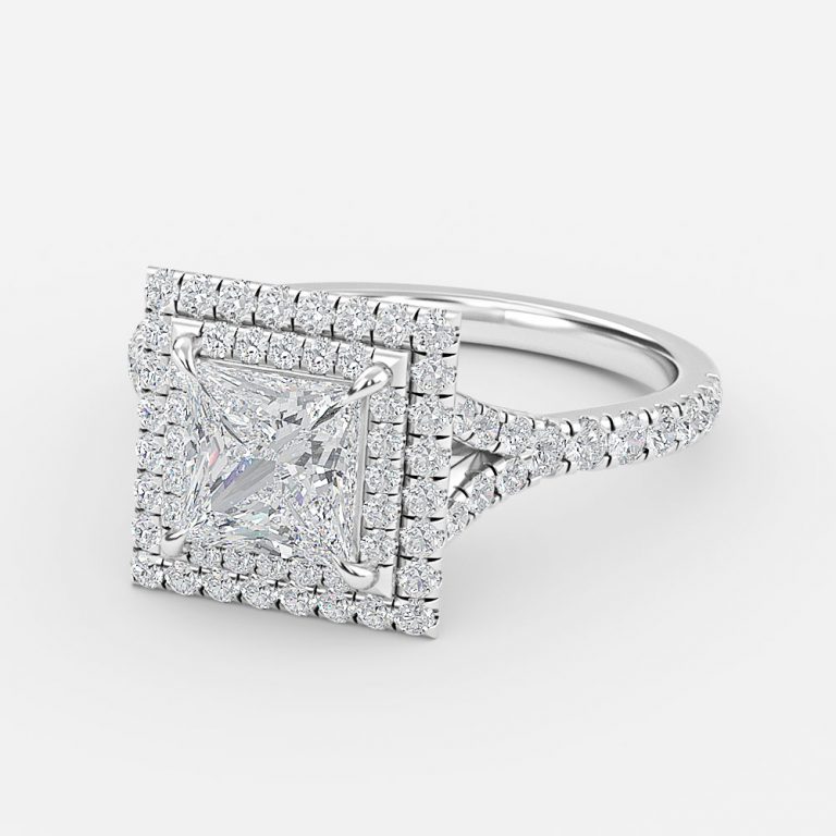 princess cut halo ring