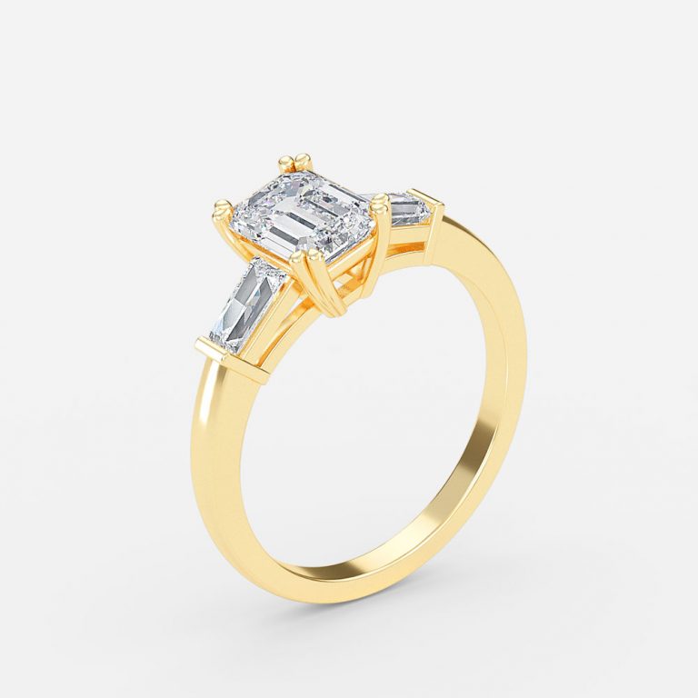 emerald three stone ring