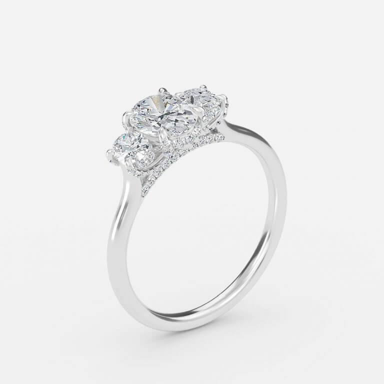 three stone oval engagement rings