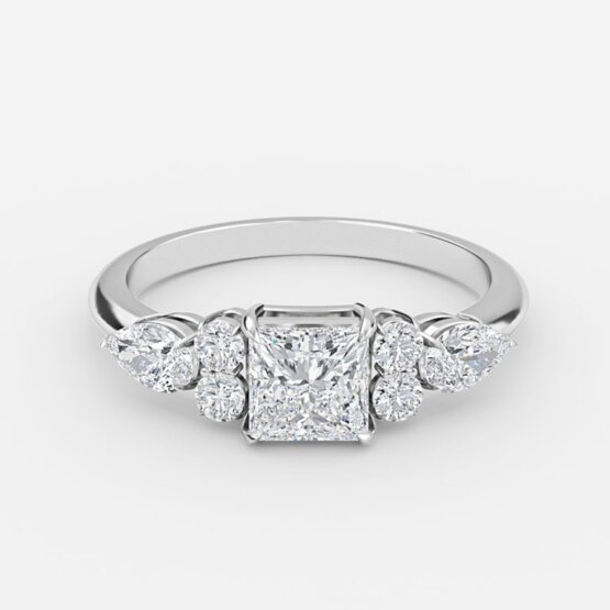 three stone unique princess diamond rings