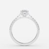 white gold band ring with oval diamond