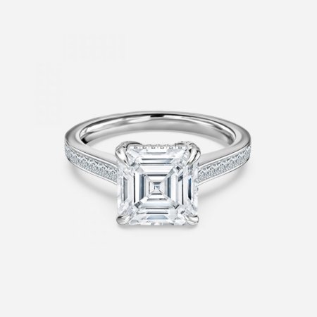 Mithrial Asscher Hidden Halo Engagement Ring