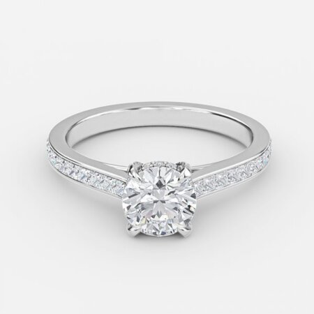 Mithrial Round Hidden Halo Engagement Ring