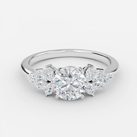 Avian Round Three Stone Engagement Ring