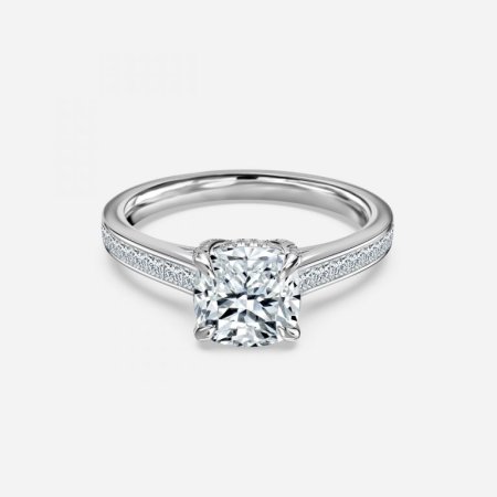 Mithrial Cushion Hidden Halo Engagement Ring