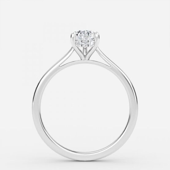 hidden halo pear diamond rings