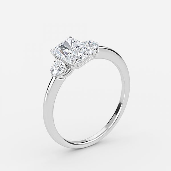 lab grown radiant diamond three stone rings