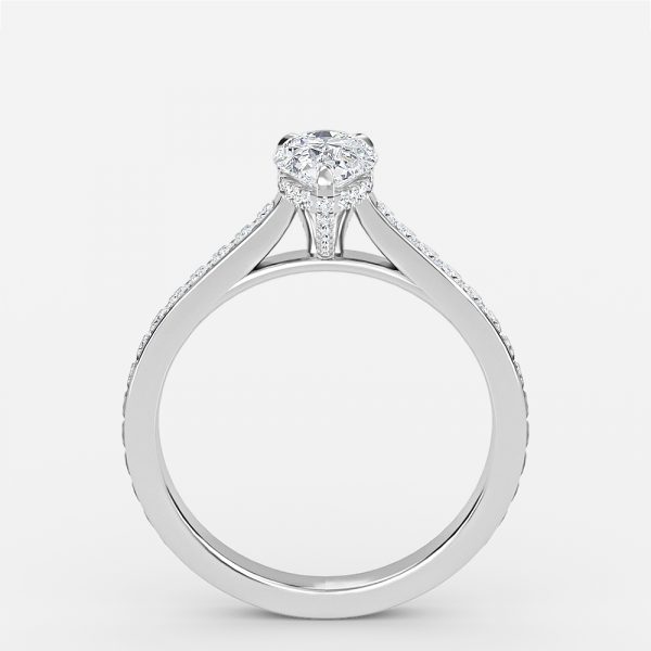 pear cut hidden halo diamond rings