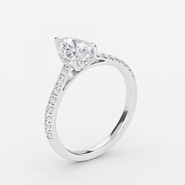 pear diamond hidden halo lab grown rings