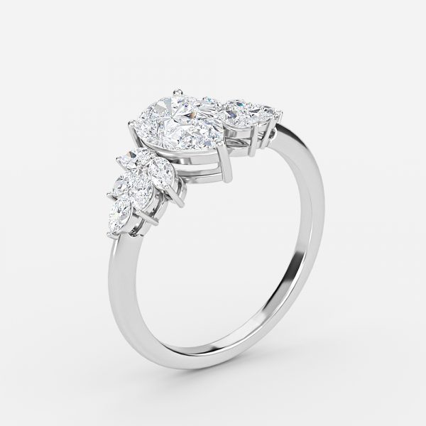 pear diamond three stone lab grown rings