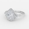 pear lab created diamond halo rings