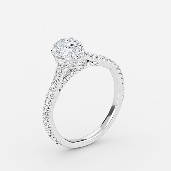 pear lab grown hidden halo daimond ring