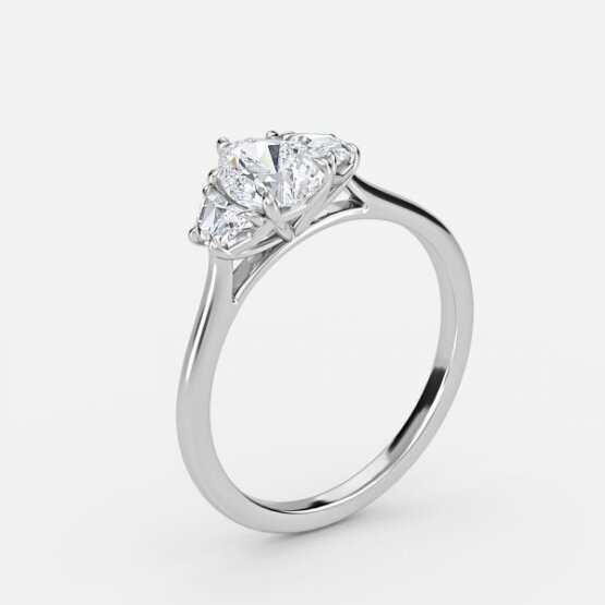 pear lab grown three stone daimond ring