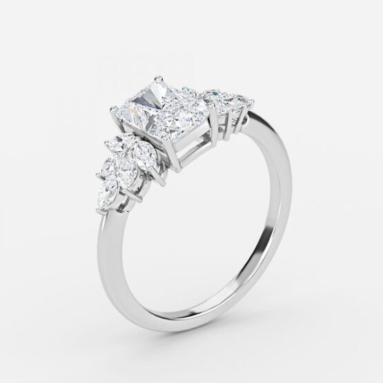 radiant diamond three stone lab grown rings