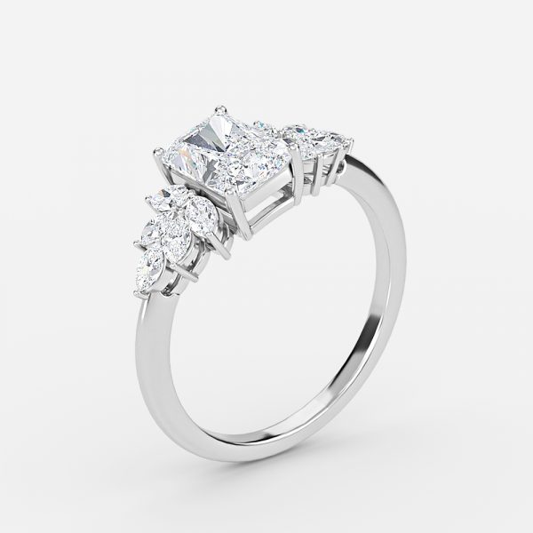 radiant diamond three stone lab grown rings