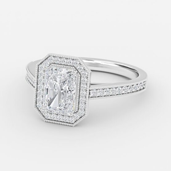 radiant lab created diamond halo rings