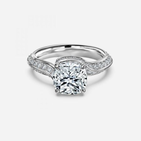 Aria Cushion Hidden Halo Engagement Ring