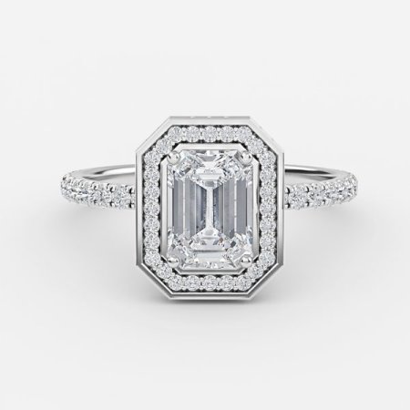 Jennifer Emerald Halo Engagement Ring
