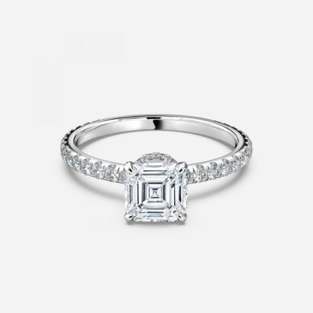 Ambrosia Asscher Hidden Halo Engagement Ring