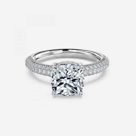Daisy Cushion Hidden Halo Engagement Ring