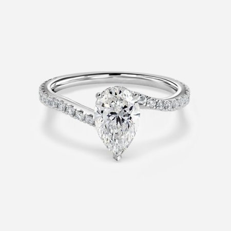 Una Pear Hidden Halo Engagement Ring